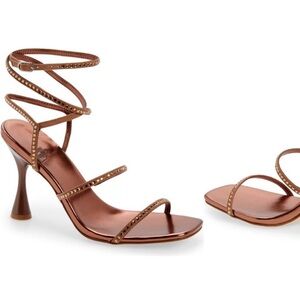 Jeffrey Campbell glamorous sandal rose gold square toe open toe wrap detail 8